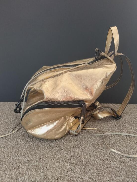 Rebecca Minkoff Julian Mini Backpack - Metallic Gold Leather - Designer Bag